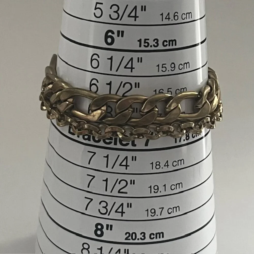 Double Chain Bracelet Layered Links Gold Tone